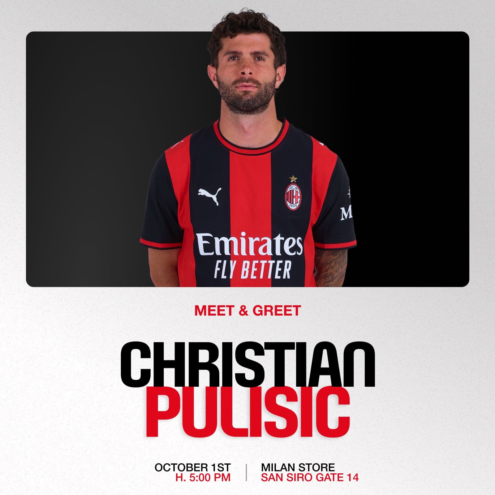 PULISIC TO MEET FANS AT THE MILAN STORE SAN SIRO