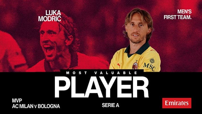 MODRIĆ MVP DI MILAN-BOLOGNA