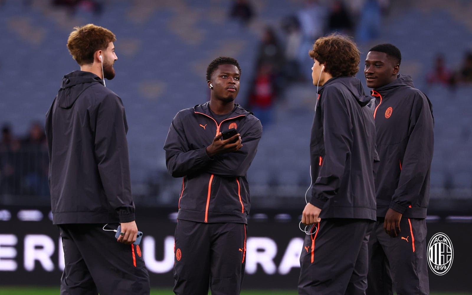 Léo-Paul Bouyer, Alphadjo Cissè, Valeri Vladimirov and Sankhoun Diawara before AC Milan v Inter