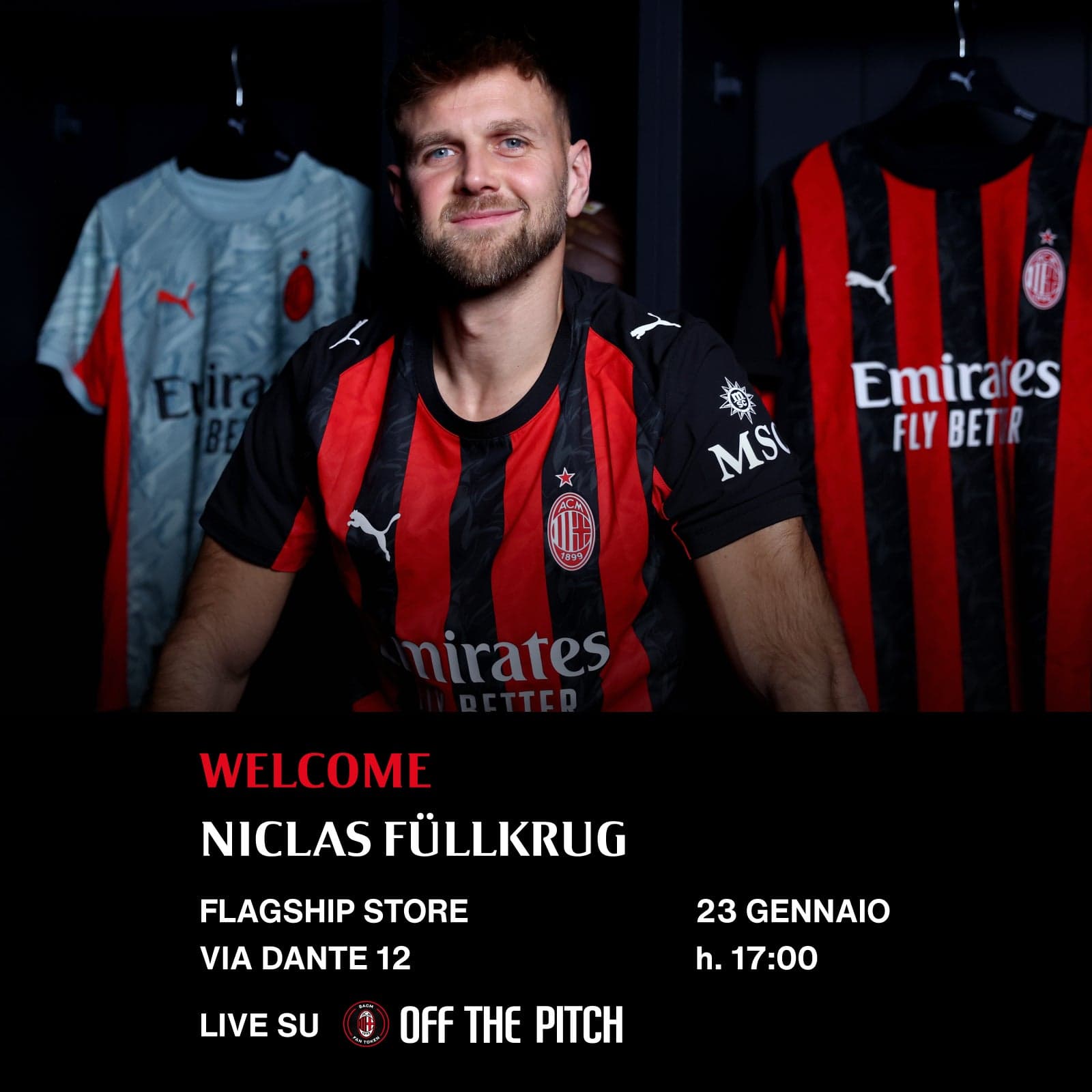 NICLAS FÜLLKRUG VI ASPETTA AL FLAGSHIP STORE DI VIA DANTE